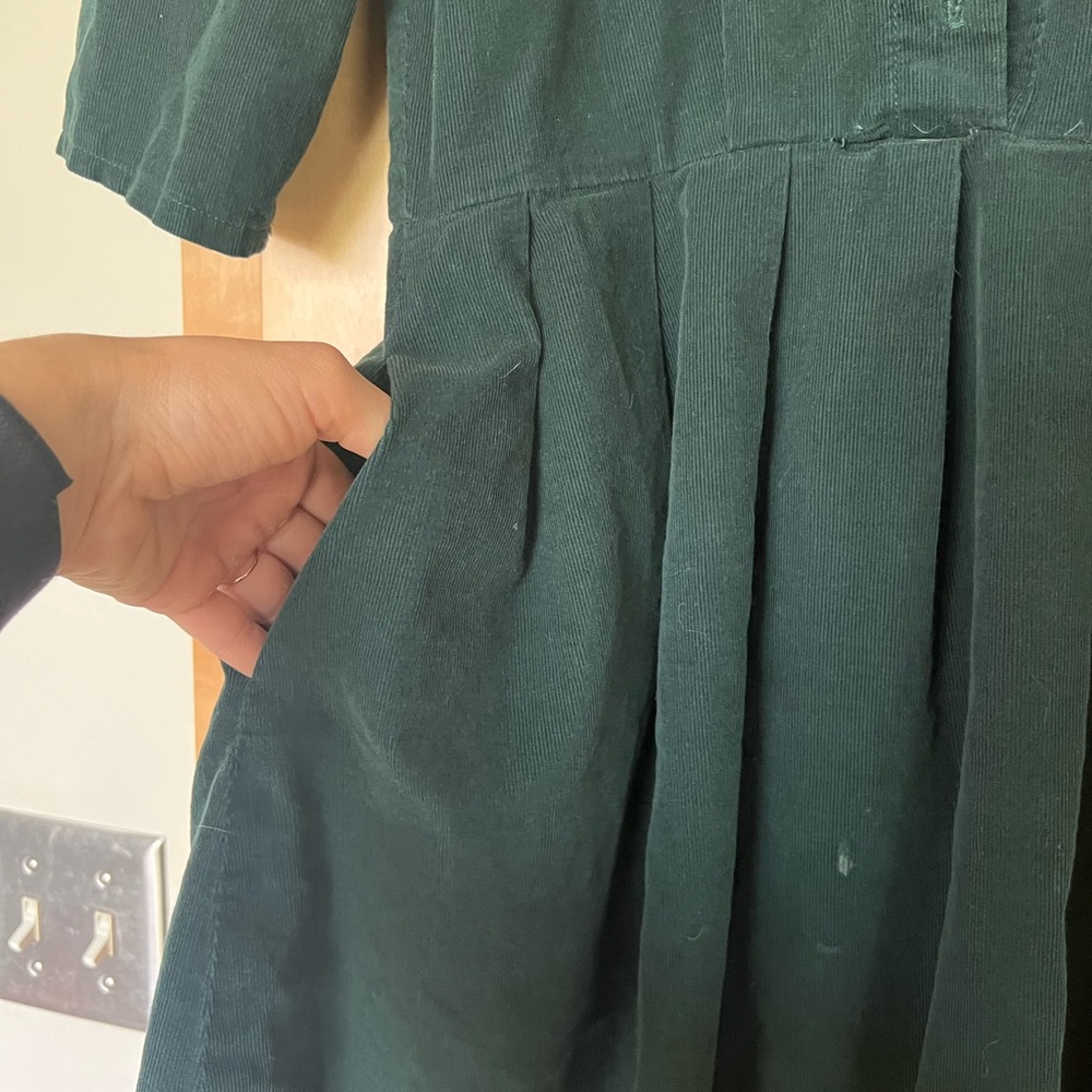 Plum & Pigeon Peter Pan corduroy  Green Dress - Picture 2 of 4